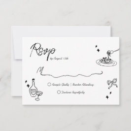 Trendy Scribble Doodle Script Wedding RSVP Karte