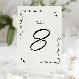 Trendy Scribble Doodle Script Wedding Tischnummer