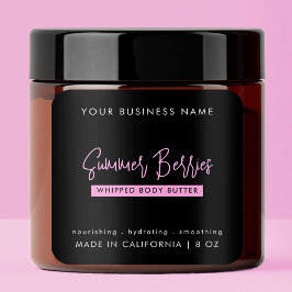 Trendy Script Black Pink Body Butter Cosmetic Jar Quadratischer Aufkleber