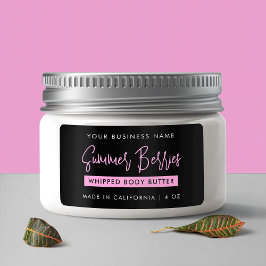 Trendy Script Black & Pink Skincare Jar Rectangle Adressaufkleber