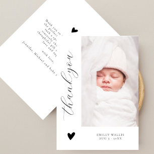 Trendy Script Elegant Foto Baby Shower Dankeskarte