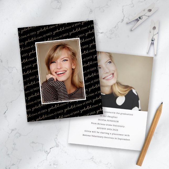 Trendy Script Foto Abschluss Announctions Card (Von Creator hochgeladen)