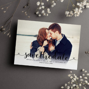Trendy Script Foto Wedding Save the Date