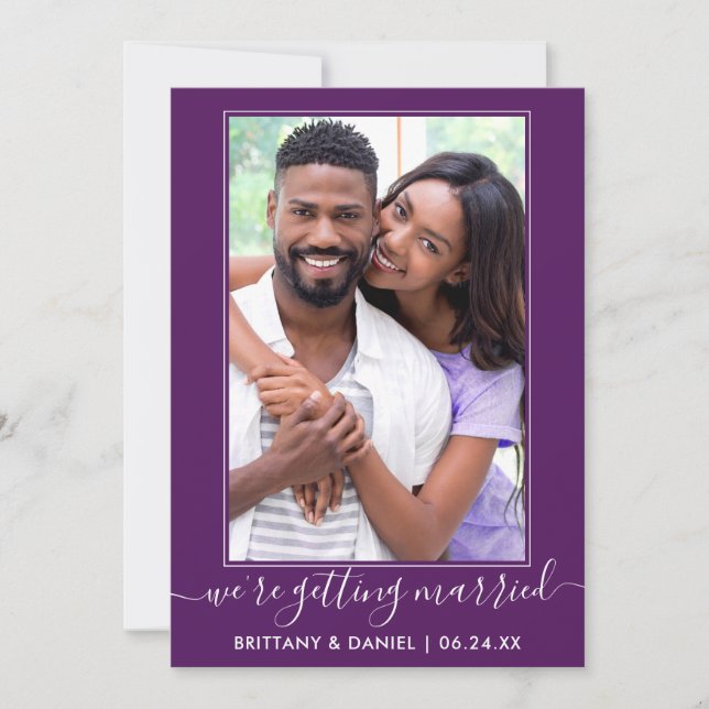 Trendy Script Getting Lila Save The Date (Vorderseite)