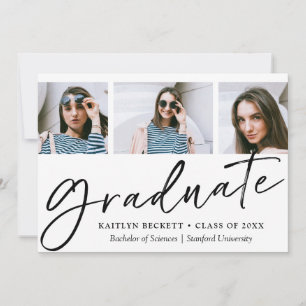 Trendy Script Minimalistisch 3 Foto Abschluss Ankündigung