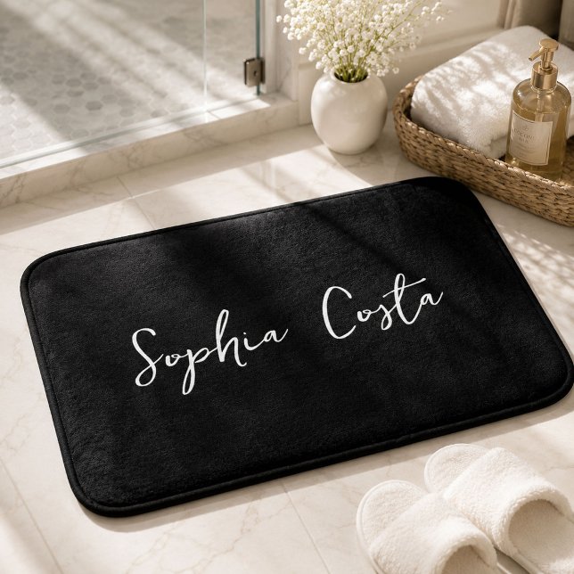 Trendy Script Modern Custom Signname Black Badematte (Von Creator hochgeladen)