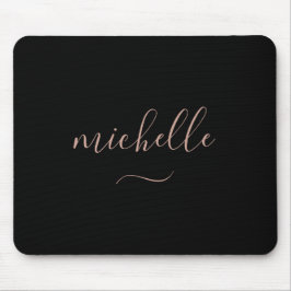 Trendy Script Monogram Black Gold Mousepad