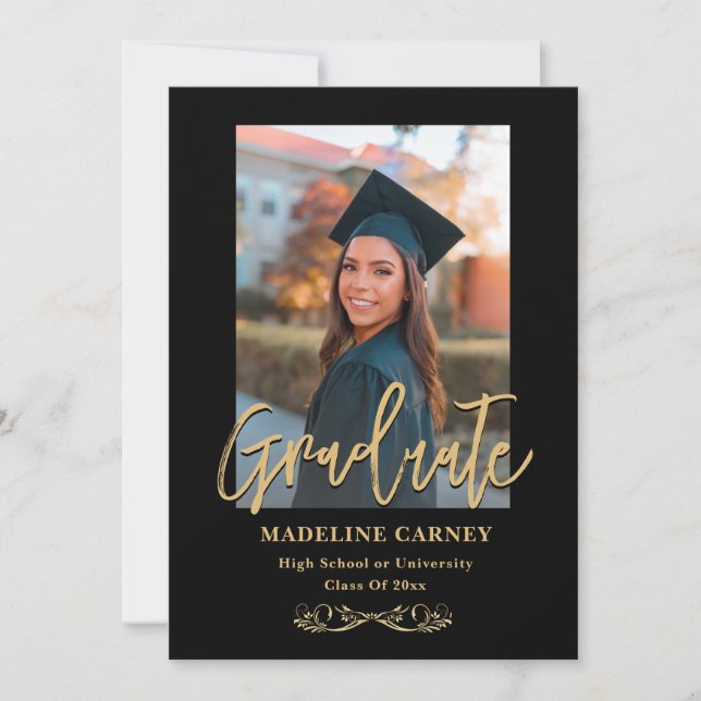 Trendy Script Overlay | Zwei Foto Abschluss Ankündigung (Vorderseite)