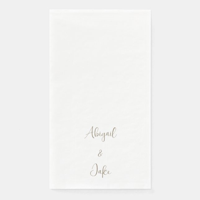 Trendy Script Personalisiert Gold Text Wedding Serviette (Vorderseite)