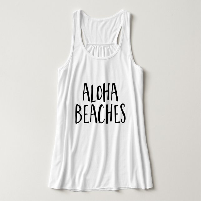 Trendy Script Typografie "Aloha Beaches" Tank Top (Design Vorderseite)