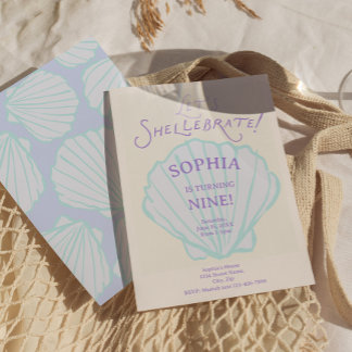 Trendy Seashell Mermaid Birthday Einladung