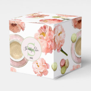 Trendy Shabby Chic-Pfingstrosen und Macarons Set Geschenkschachtel