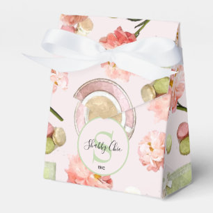 Trendy Shabby Chic-Pfingstrosen und Macarons Set Geschenkschachtel