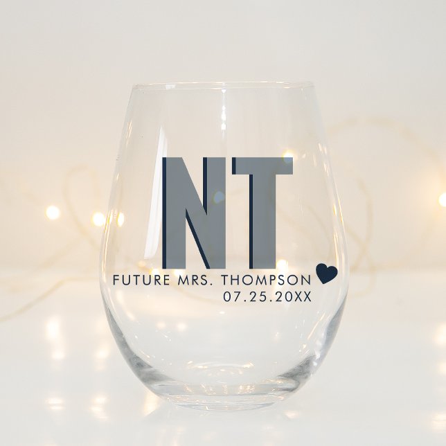Trendy Shadow Monogram Wedding Customized Stemless Weinglas Ohne Stiel (Von Creator hochgeladen)