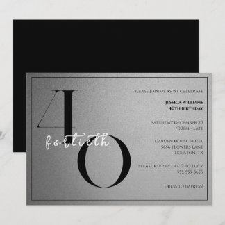 Trendy Shiny Modern Unisex 40th Birthday Einladung