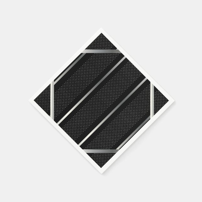 Trendy Silver Geometric Pattern Schwarz Stilvolle  Serviette (Ecke)