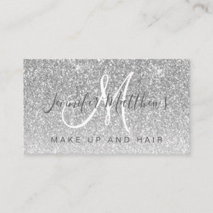 Trendy Silver Glitzer Makeup Artist Hair Salon Visitenkarte