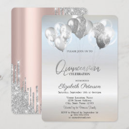 Trendy Silver Glitzer Tropfen Balloons Einladung