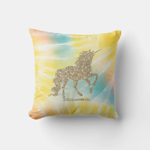 Trendy Silver Glitzer Unicorn Gefärbte Krawatte Kissen