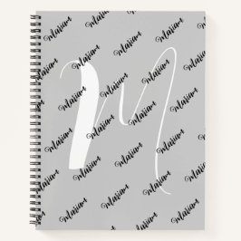 Trendy Silver Gray Color - Initialname Monogram Notizbuch