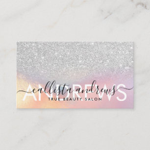 Trendy Silver Holographic Ombre Makeup Hair Salon Visitenkarte
