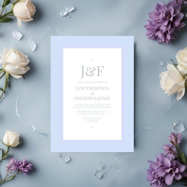 Trendy Silver, Icy Blue und Lilac Wedding Einladung (Trendy Silver, Icy Blue and Lilac Wedding Invitation)