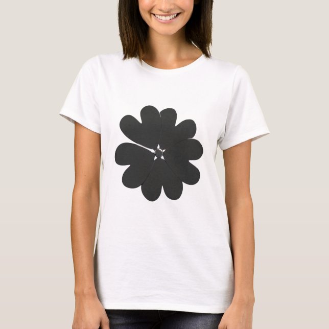 Trendy Silver Metallic Blume T - Shirt (Vorderseite)