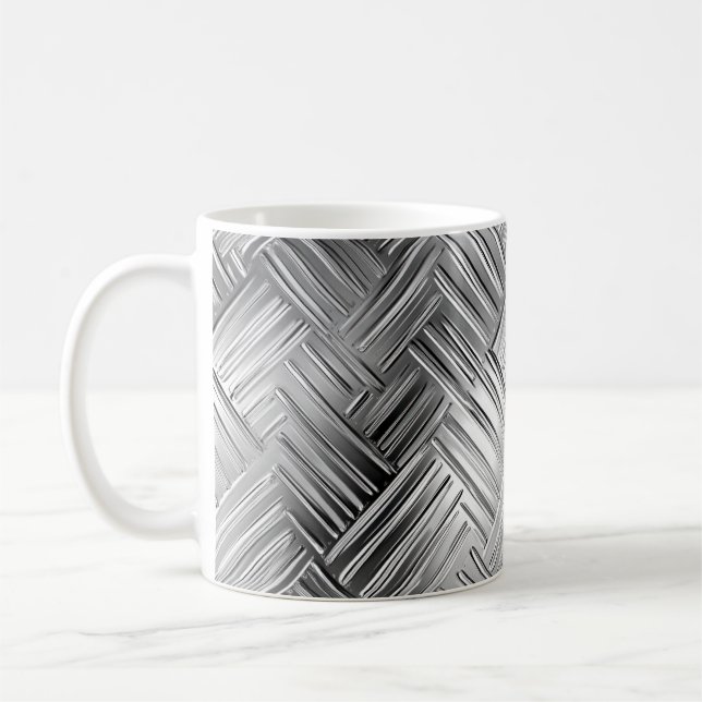 Trendy Silver Metallic Texture Tasse (Links)