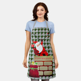 Trendy Silver Santa Claus Happy Holidays Schürze