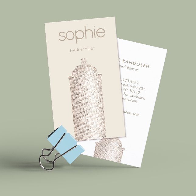 Trendy Silver Sequin Hair Stylist Spray Can Salon Visitenkarte (Von Creator hochgeladen)