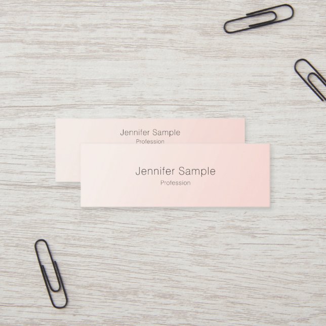 Trendy Simple Design Elegant Blush Pink Template Mini Visitenkarte (Vorderseite/Rückseite Beispiel)