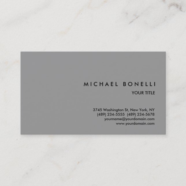 Trendy Simple Gray Beruflich Business Card Visitenkarte (Vorderseite)