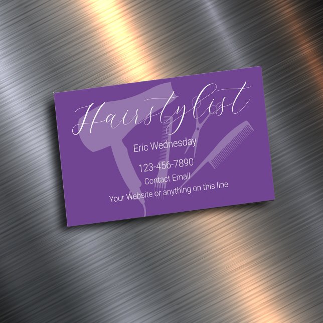 Trendy Simple Hairstylist Theme Magnetische Visitenkarte (Von Creator hochgeladen)