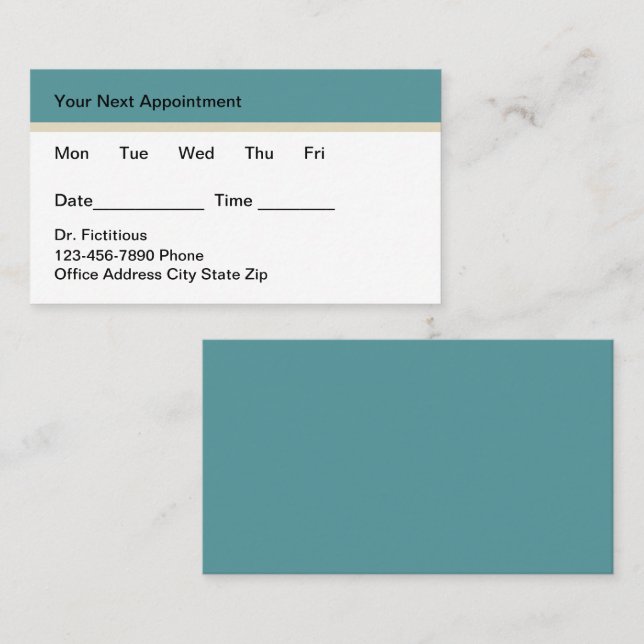 Trendy Simple Medica Appointment Business Cards Terminkarte (Vorne/Hinten)
