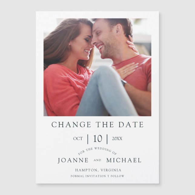 Trendy Simple Postponed Wedding Photo Instant Magnetkarte (Vorderseite)