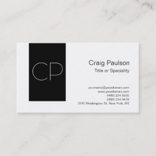 Trendy Simple Schwarz-weiß Monogram Business Card Visitenkarte