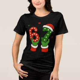 Trendy "Six Seven" Candy Cane Christmas Tri-Blend Shirt