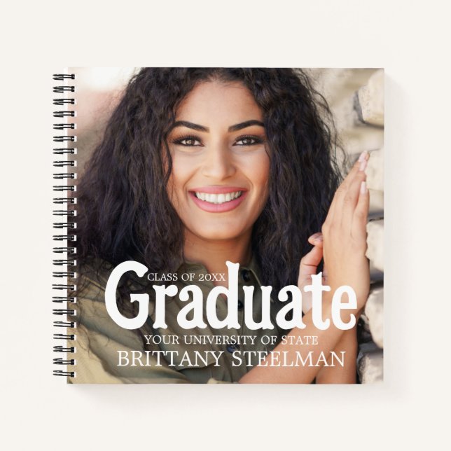 Trendy Sketch Foto Graduation Party Guest Book Notizbuch (Vorderseite)