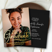 Trendy-Skriptüberlagerung Graduierungsparty-Foto