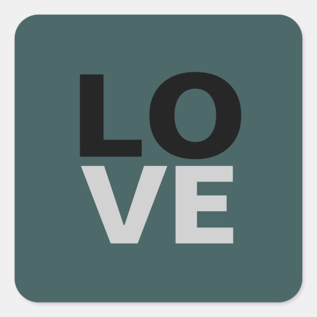 Trendy Slate Gray Background Liebe Wedding Quadratischer Aufkleber (Vorderseite)