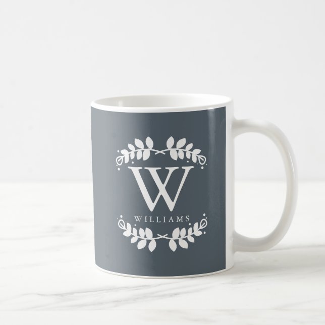 Trendy Slate Gray Mit Monogramm Kaffeetasse (Rechts)