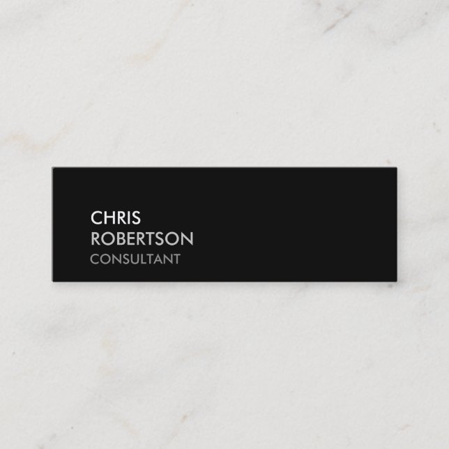 Trendy Slim Black Attractive Business Card Mini Visitenkarte (Vorderseite)