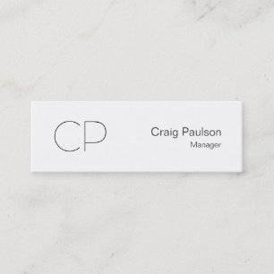 Trendy Slim Schwarz-weiß Monogram Business Card Mini Visitenkarte