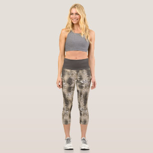 Trendy Snake Animal Print Pattern Capri Leggings