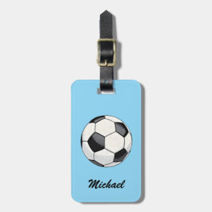 Trendy Soccer Ball Football Personalisiert Blue Gepäckanhänger