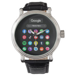 Trendy Social Media Icons Google Search Bar Black Armbanduhr