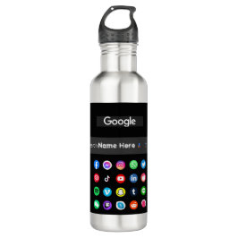 Trendy Social Media Icons Google Search Bar Black Edelstahlflasche