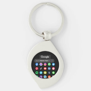 Trendy Social Media Icons Google Search Bar Black Schlüsselanhänger