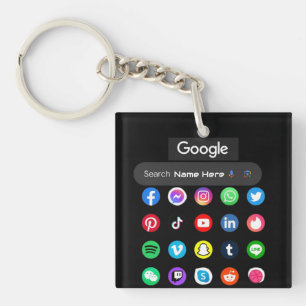 Trendy Social Media Icons Google Search Bar Black Schlüsselanhänger