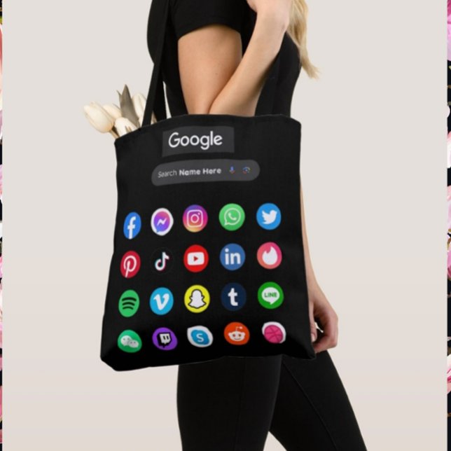 Trendy Social Media Icons Google Search Bar Black Tasche (Von Creator hochgeladen)